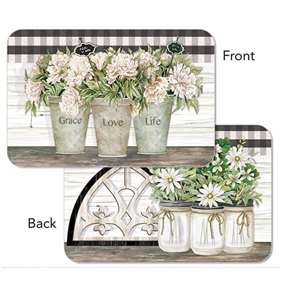 CounterArt Vintage Farmhouse Placemats Reversible Rectangular Placemat Set of 4